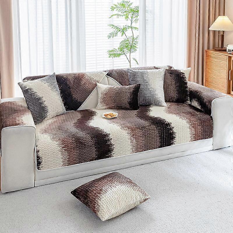 Winter Thickened Warm Winter Flannel Printing Sofa Cover Cover Simple And Modern Non-slip Cushion