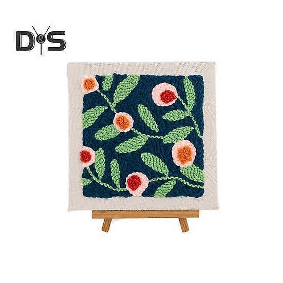 Punch Needle Kit Complete Punch Stitch Threads Needle Frame Floral Pattern Set DIY Punch Needle Kits for Adults Beginners