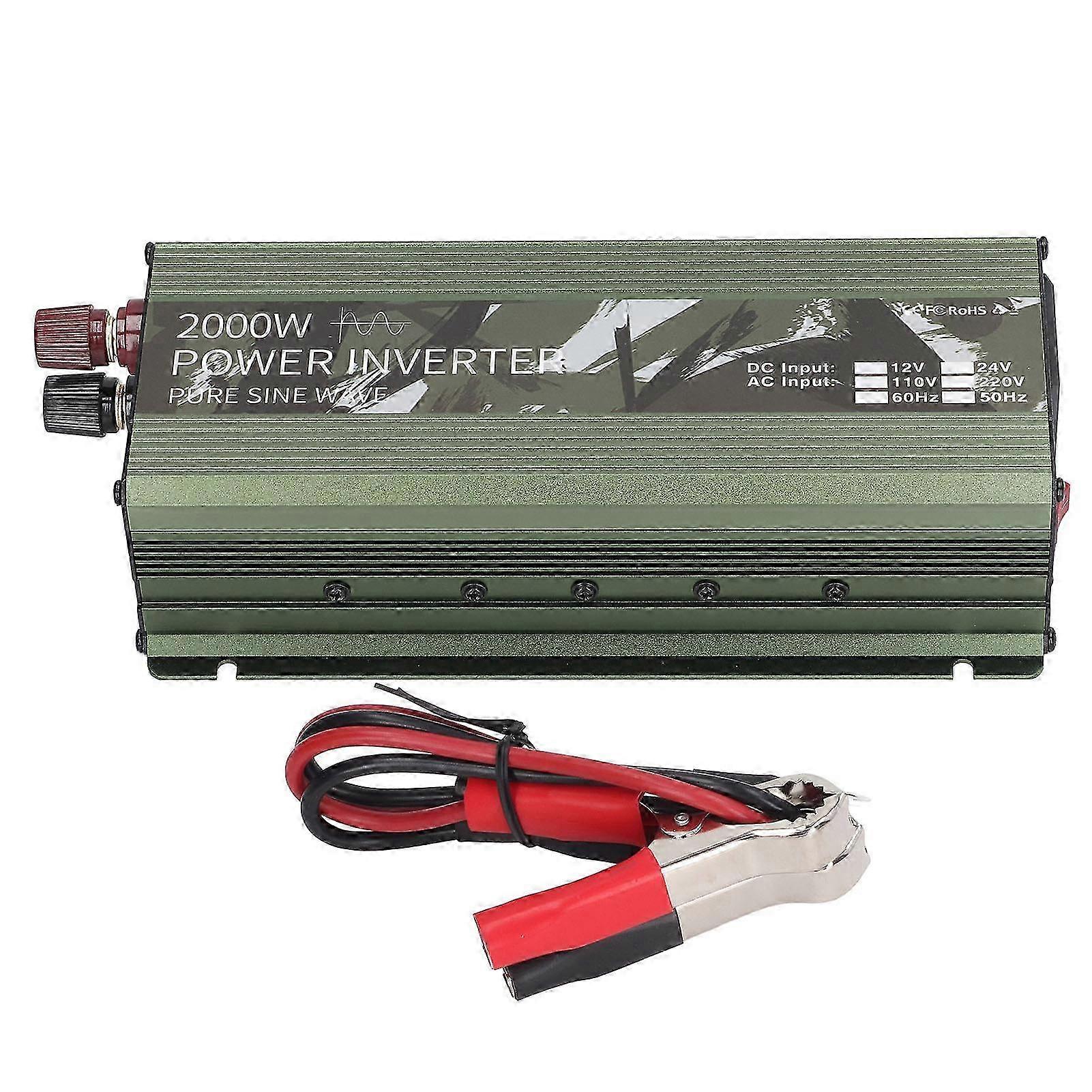 Car Power Inverter DC12V to AC220V 2000W Pure Sine Wave Converter with Cooling Fan