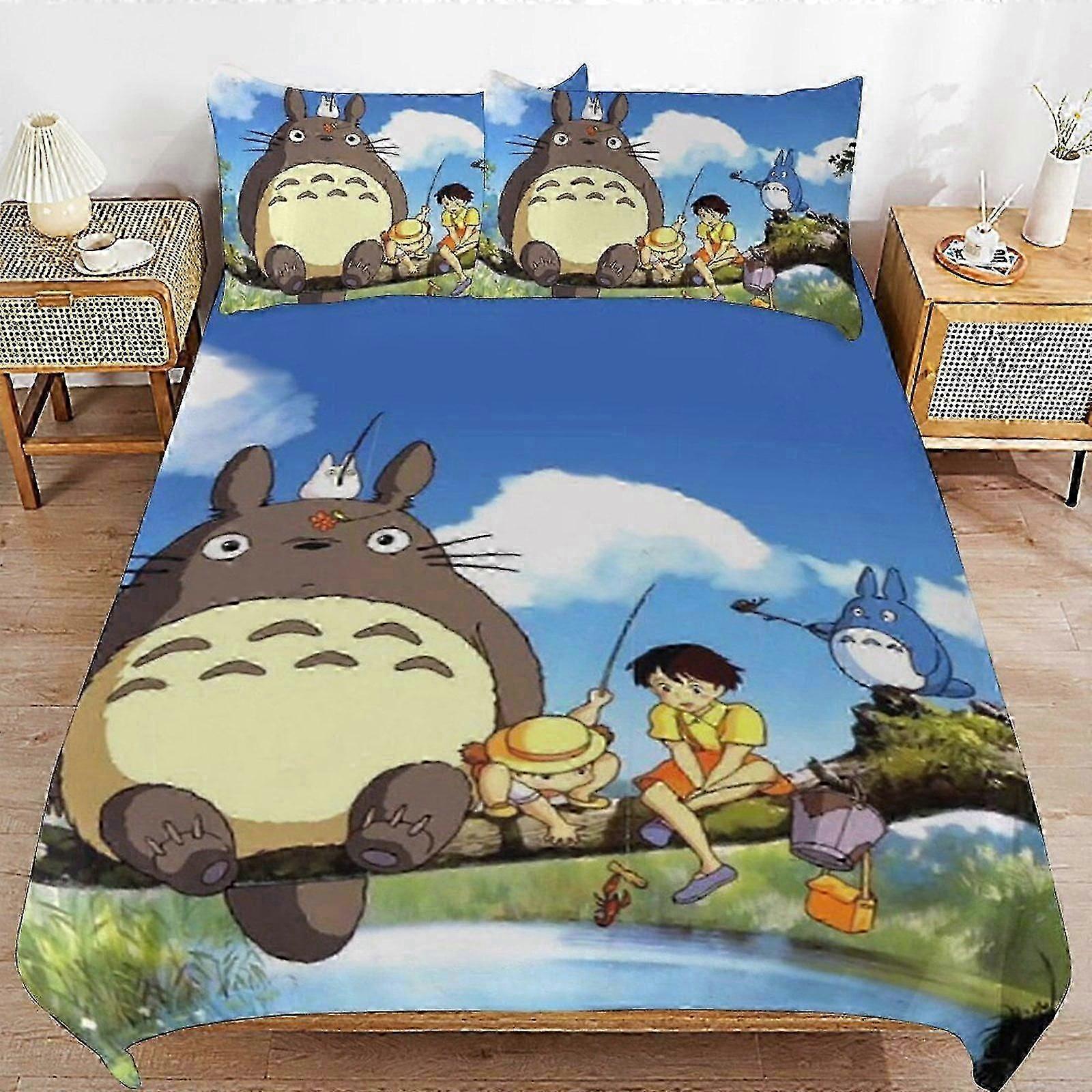 n49 Bed Sheets Totoro Comforter Set3 Pieces Quilt Cover Set Soft Bedding Se for All Seasons (1 Duvet Cover and 2 Pillowcases) Bed Sheets iiv49