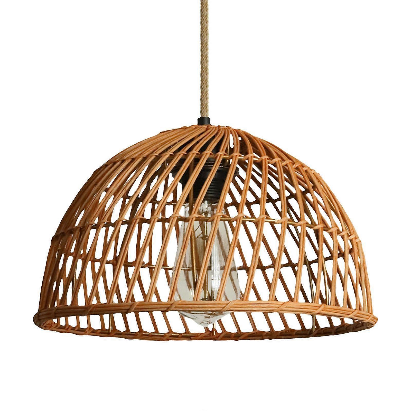 Pendant Light Rattan Wicker Hanging Light E27 for Farmhouse