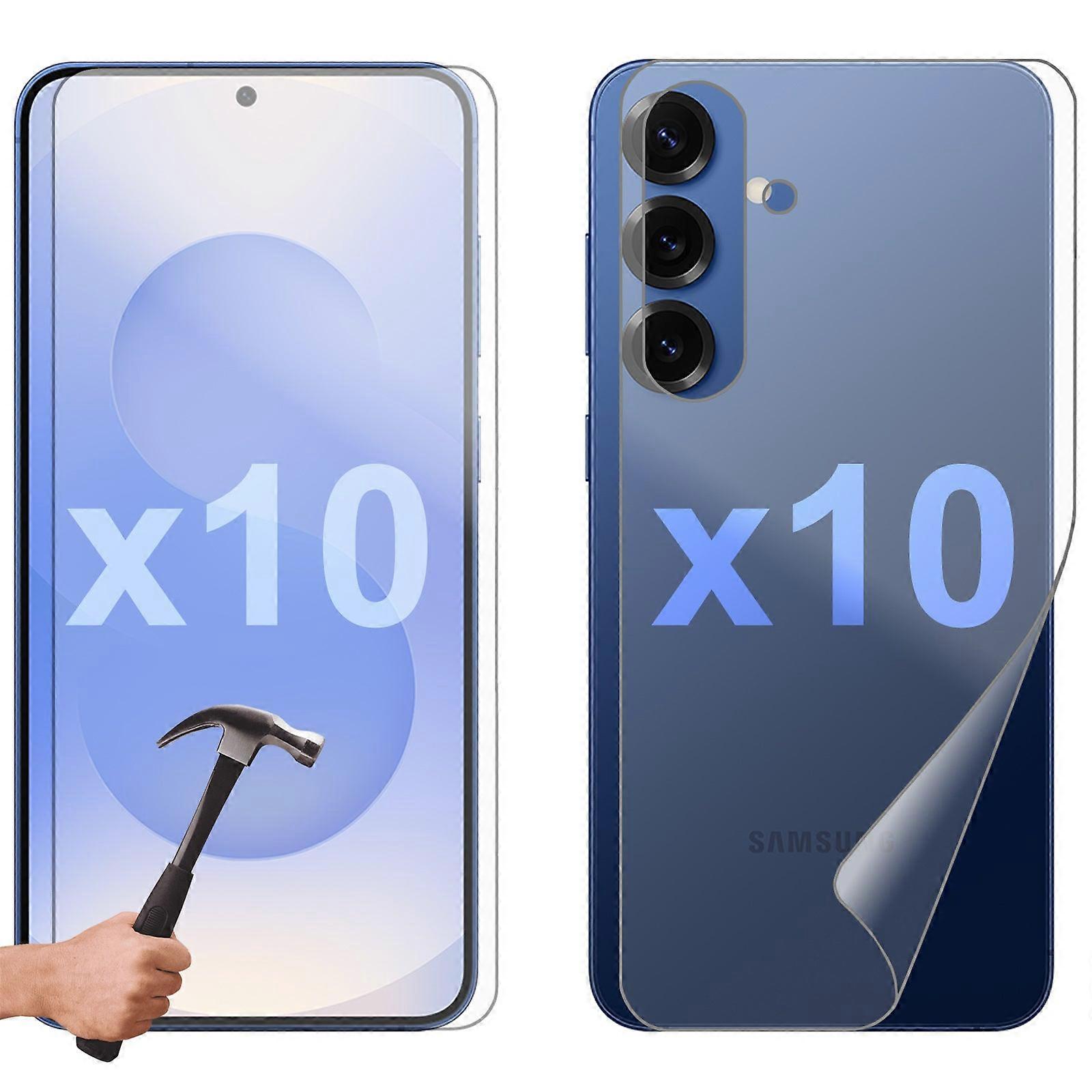10 套钢化玻璃屏幕保护膜适用于三星 Galaxy S25+ Plus 前后薄膜保护膜