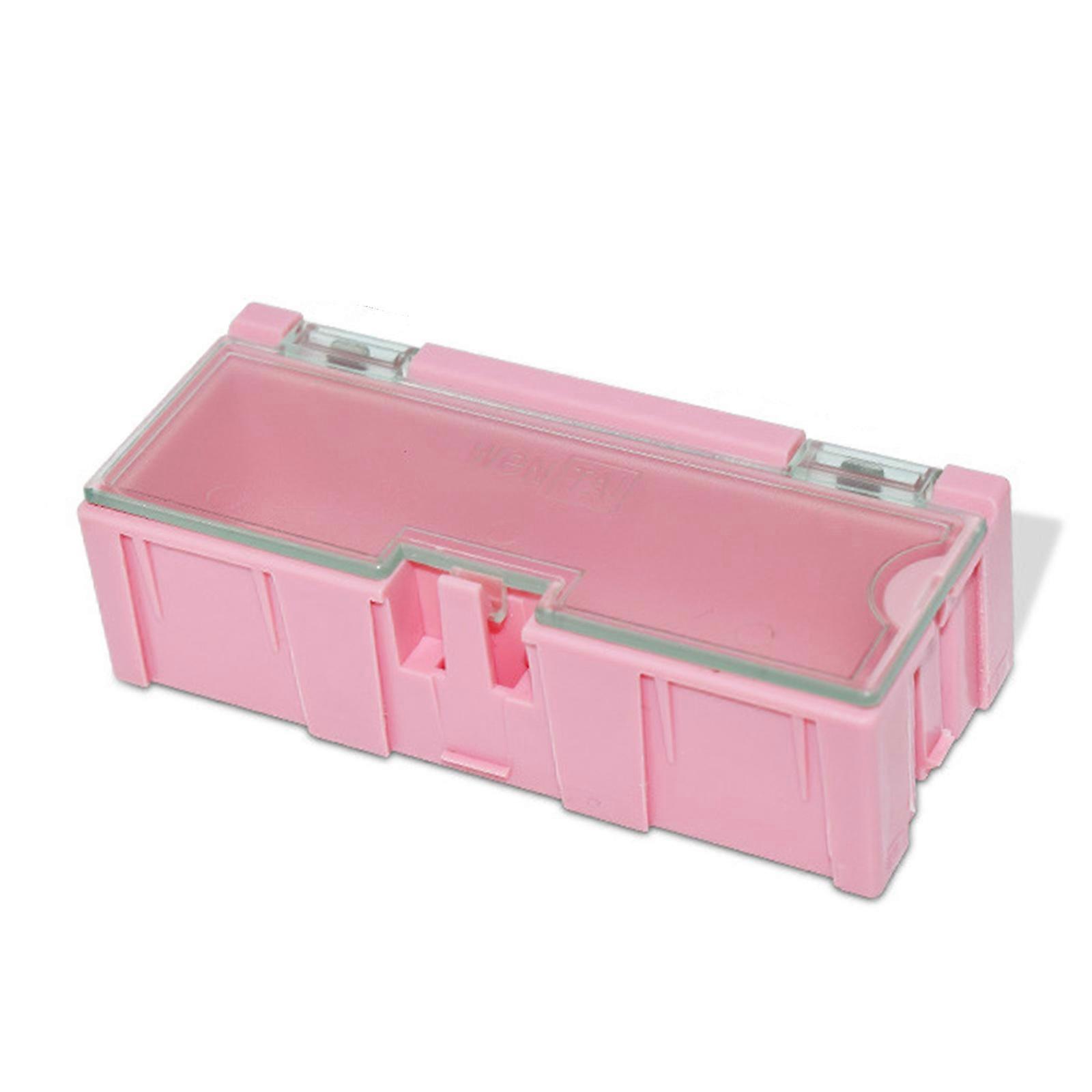 Grids Tools Packaging Box Portable Practical Electronic Components Storage Box Plastic Tool Box Container  Pink