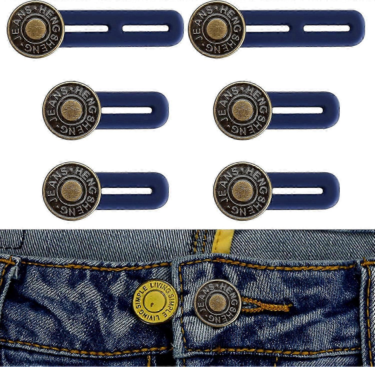 6Pcs Button Extender for Trousers,Button Waist Extender, Pants Waist Extender Adjustable,Waistband Button Extender Set