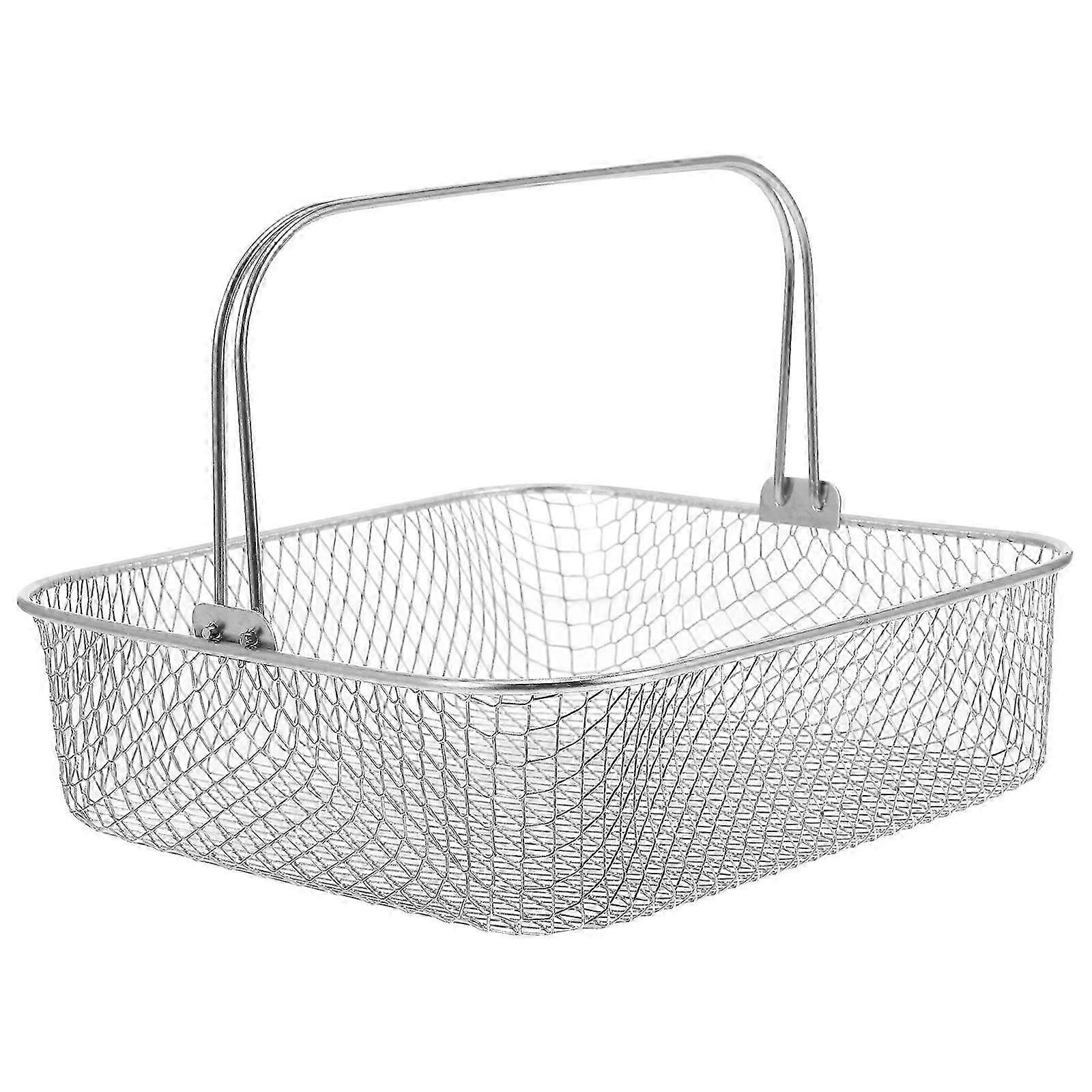 Quadratischer Luftfritteusenkorb, Luftfritteusen-Metallkorb, Luftfritteusen-Backkorb mit Griff