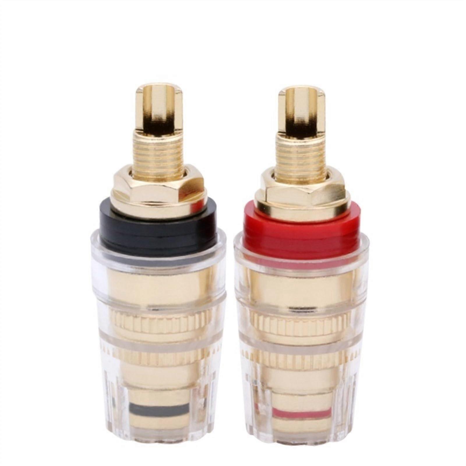 Brass Gold Plated 4MM Binding Post Terminals Red Black Banana Connectors for Speaker Amplifier 2PCS Pair