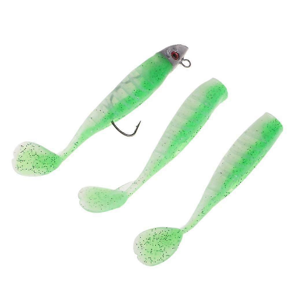 Lead Head T Tail Soft Fishing Lure Bait with Two Fish Tail Black and Clear