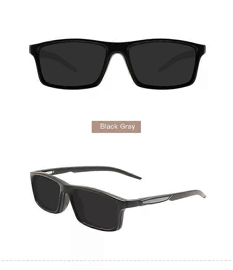 TR90 Men Women Rectangle Full Rim Spectacle With Spring Hinge Magnetic Clip-On Polarized Sunglasses For Prescription Lenses