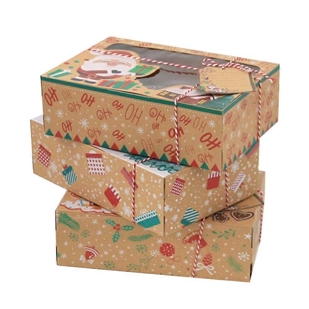 12Pcs Christmas Candy Cookie Box With Clear Window And Ribbons