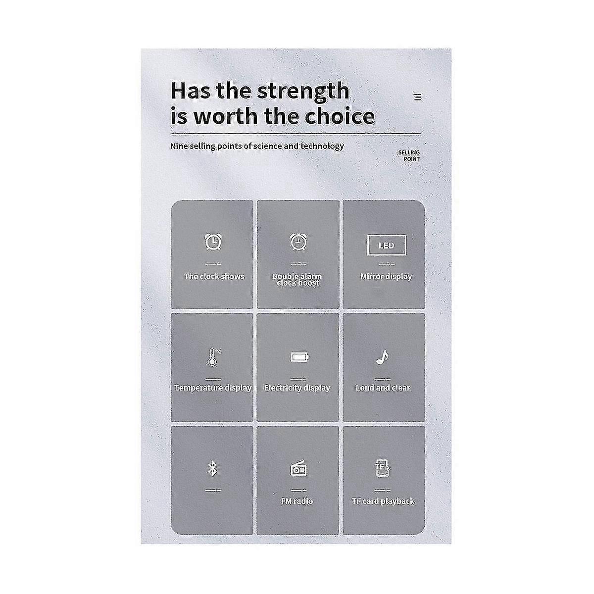 G50 Wireless Bluetooth Speaker with Alarm Clock FM Mini Card Temperature Display Mirror Audio