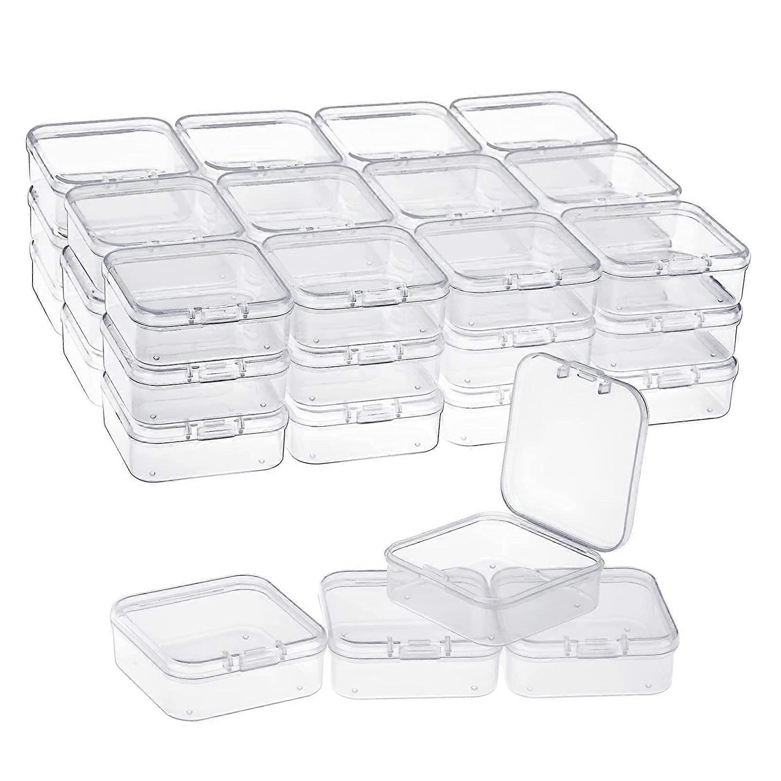 40 Pack Pack Clear Plastic Beads Storage Containers Box with Hinged Lid for Small Items, Diamond, Be