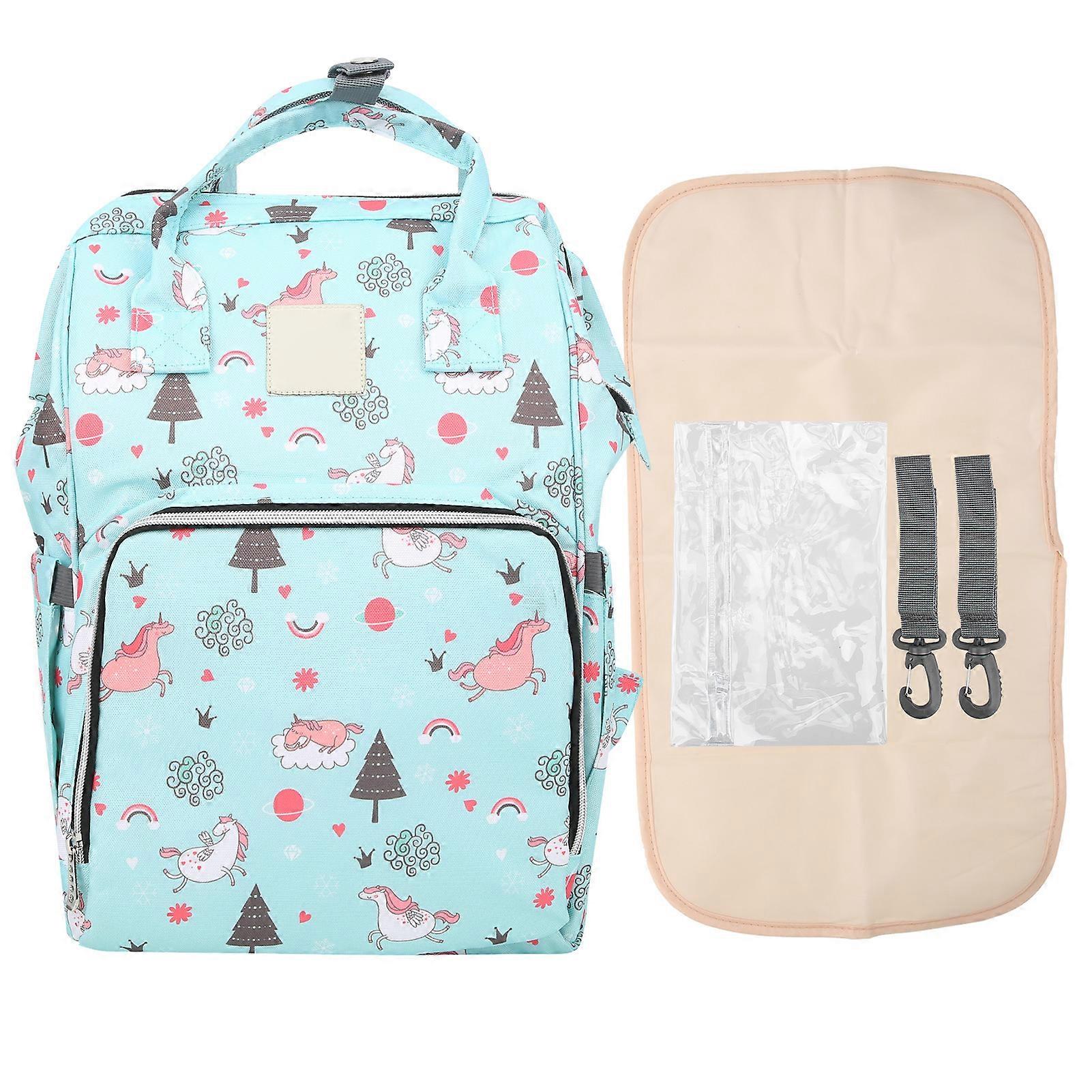 Portable Diaper Bag MultiFunctional Large Capacity Diaper Backpack Waterproof Nappy Bag(Green )