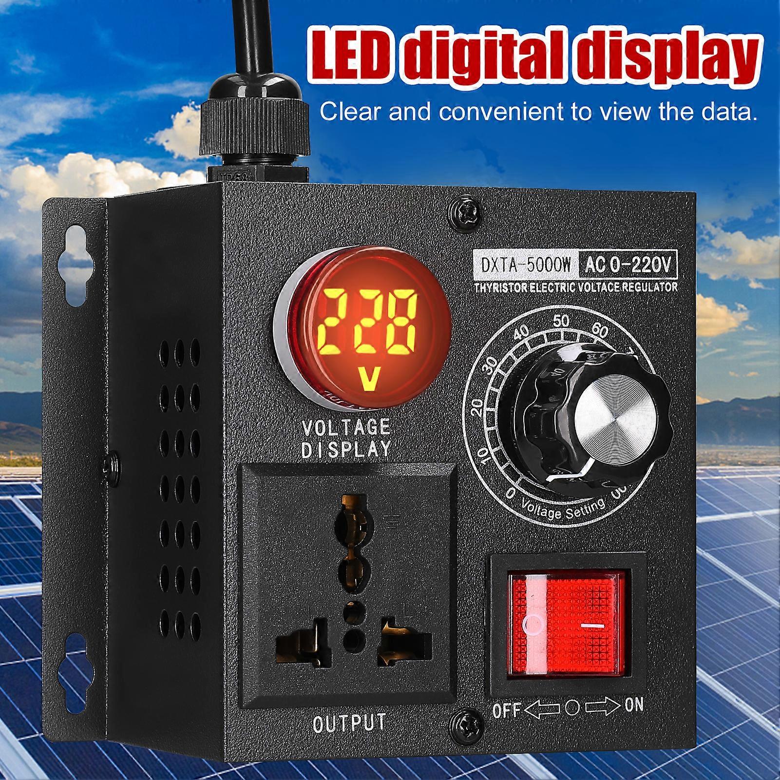AC220V 5000W Stepless Regulator Portable Variable Monophase Voltage Controller Temperature Speed Light Adjuster