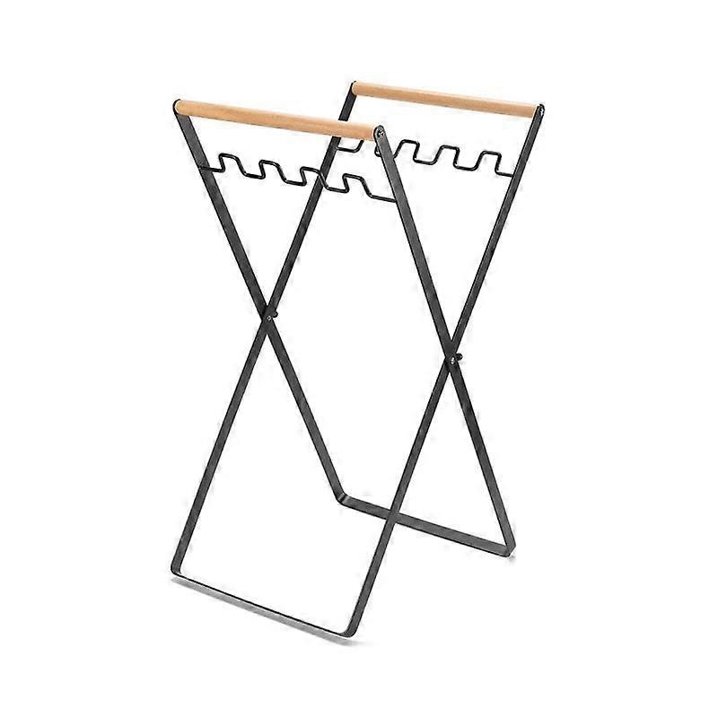 Trash Bag Holder, Collapsible Sturdy Garbage Bag Holder Rubber Wood Handle