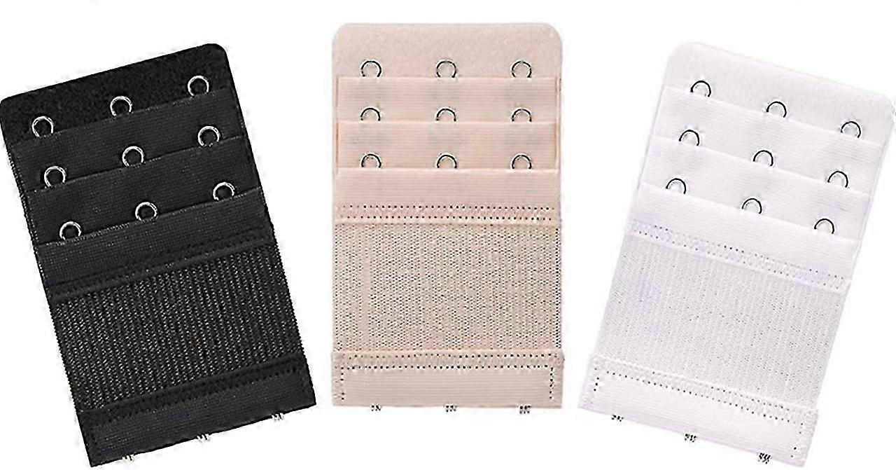 Elastic Bra Extender Set for Women - 3 Rows 3 Hooks Skin-Friendly in White/Black