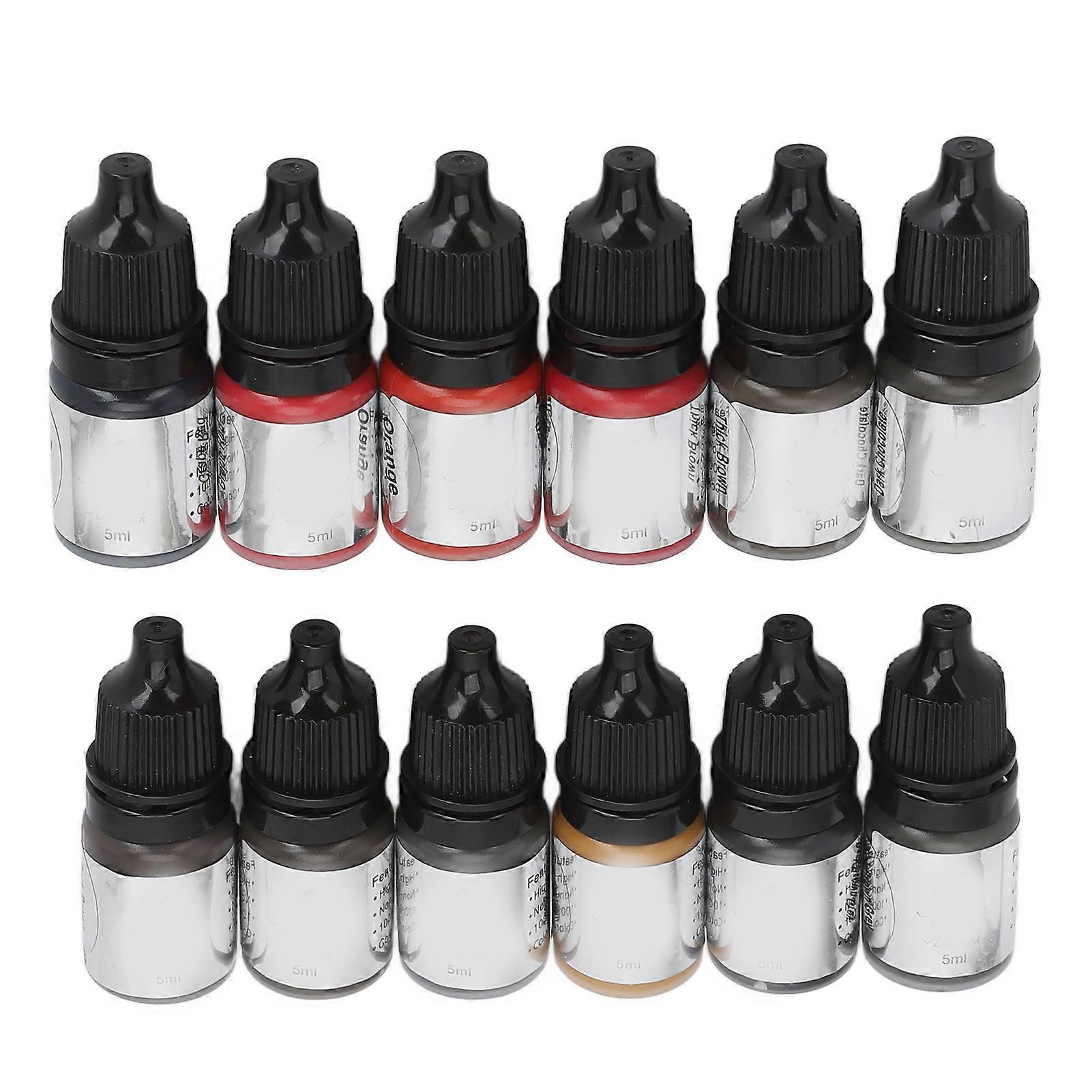 12 Colors 60ml Microblading Practice Pigment Makeup Lips Eyeliner Eyebrow Tattoo Practice Ink Set