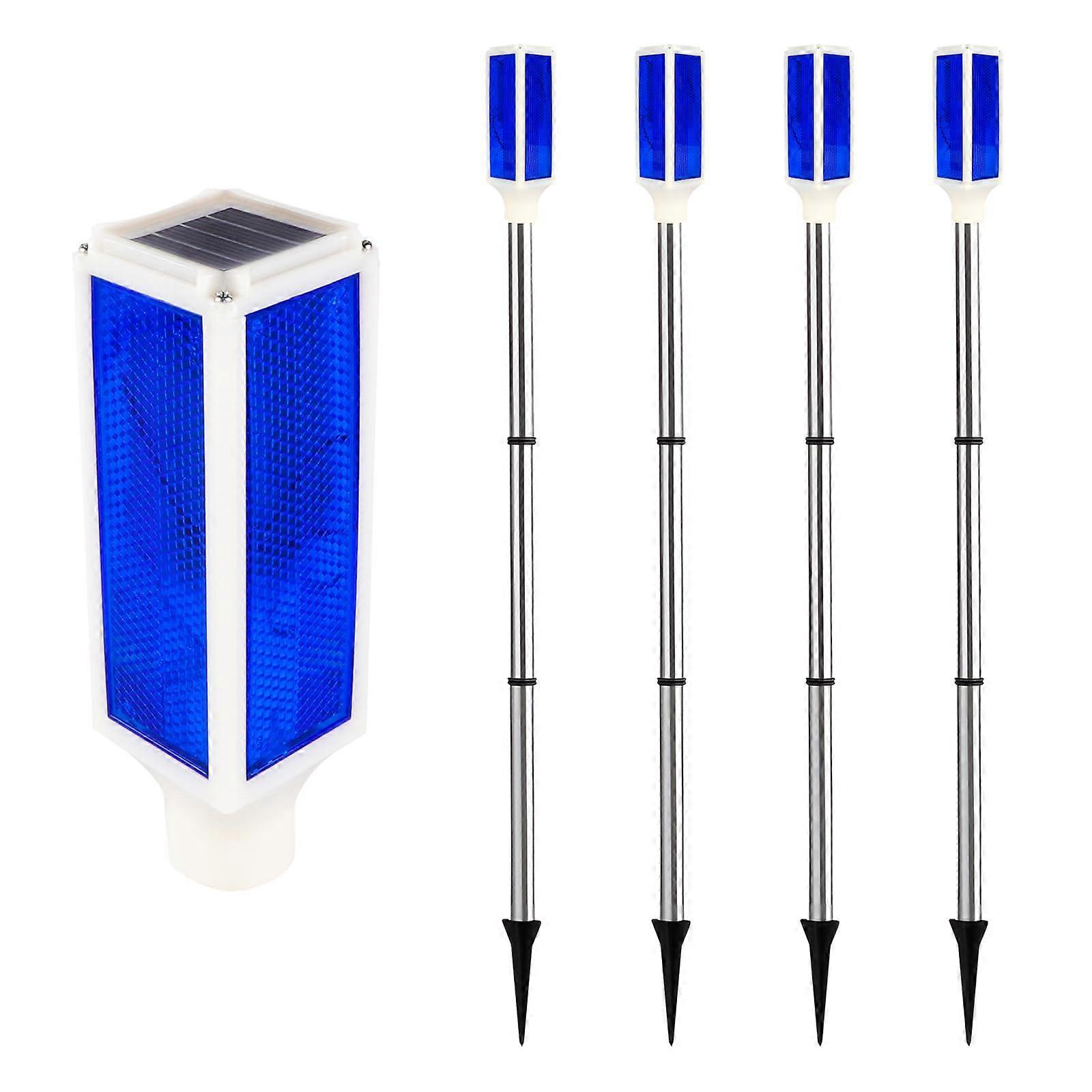 Solar Lights Outdoor 30 Inch Waterproof Driveway Markers with Reflective Warning Flash Light, 2 Lighting Modes, LED Solar Light 4 Pack, Blue