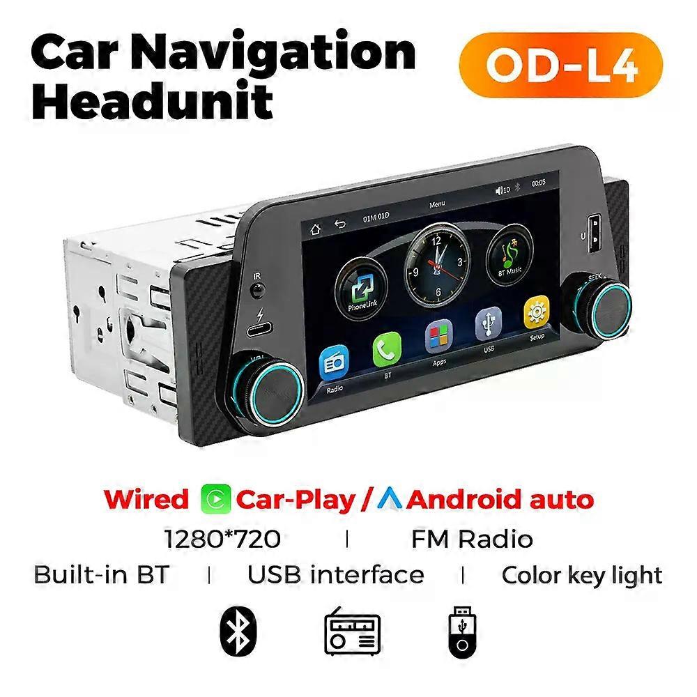 5'' 1 DIN Touch Screen Multimedia MP5 Player Head Unit Android Auto Wireless CarPlay USB GPS Navigation Car Radio For Universal