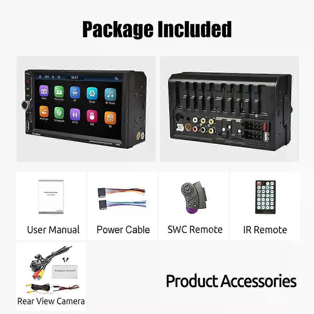 ESSGOO 7 Zoll Kabelloses Apple Carplay Android Auto Doppel-2-DIN-Autoradio-Radio AUX FM Bluetooth USB TF Touchscreen Mirror Link