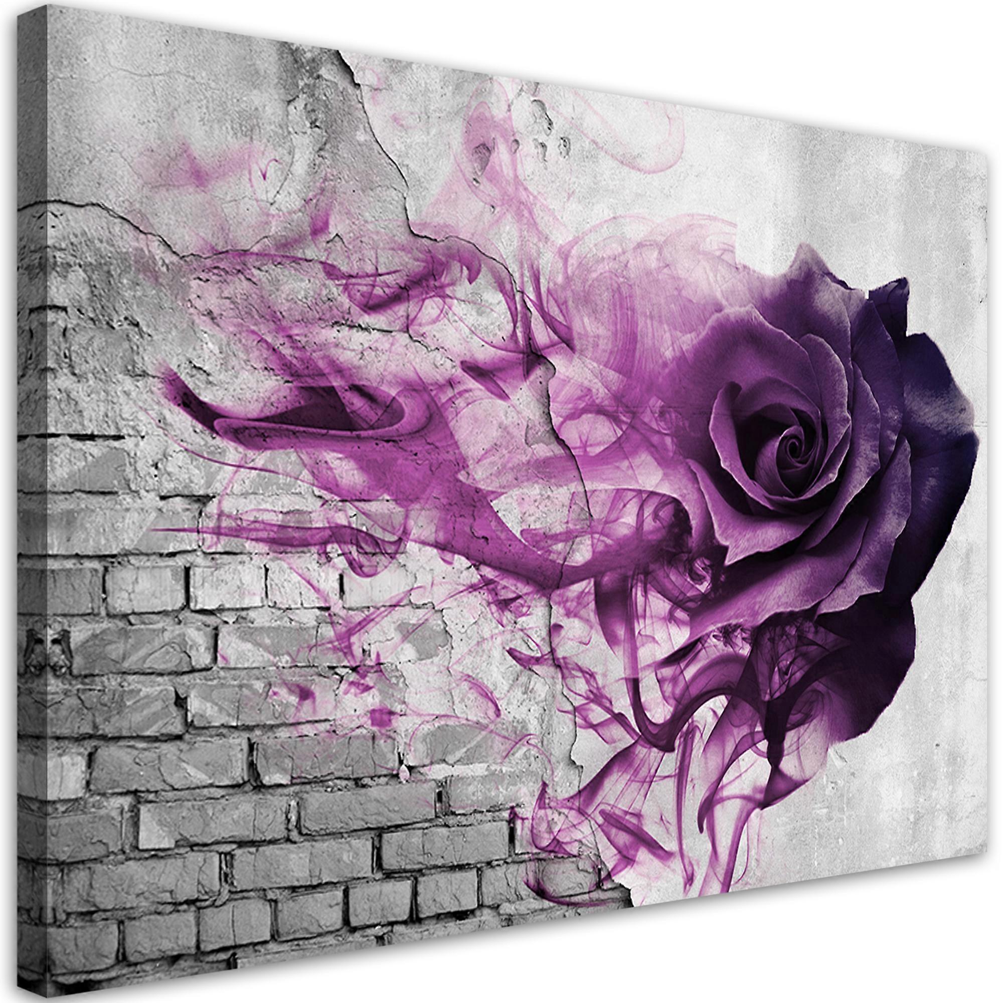 Impression sur toile, Mur de briques rose pourpre - 90x60