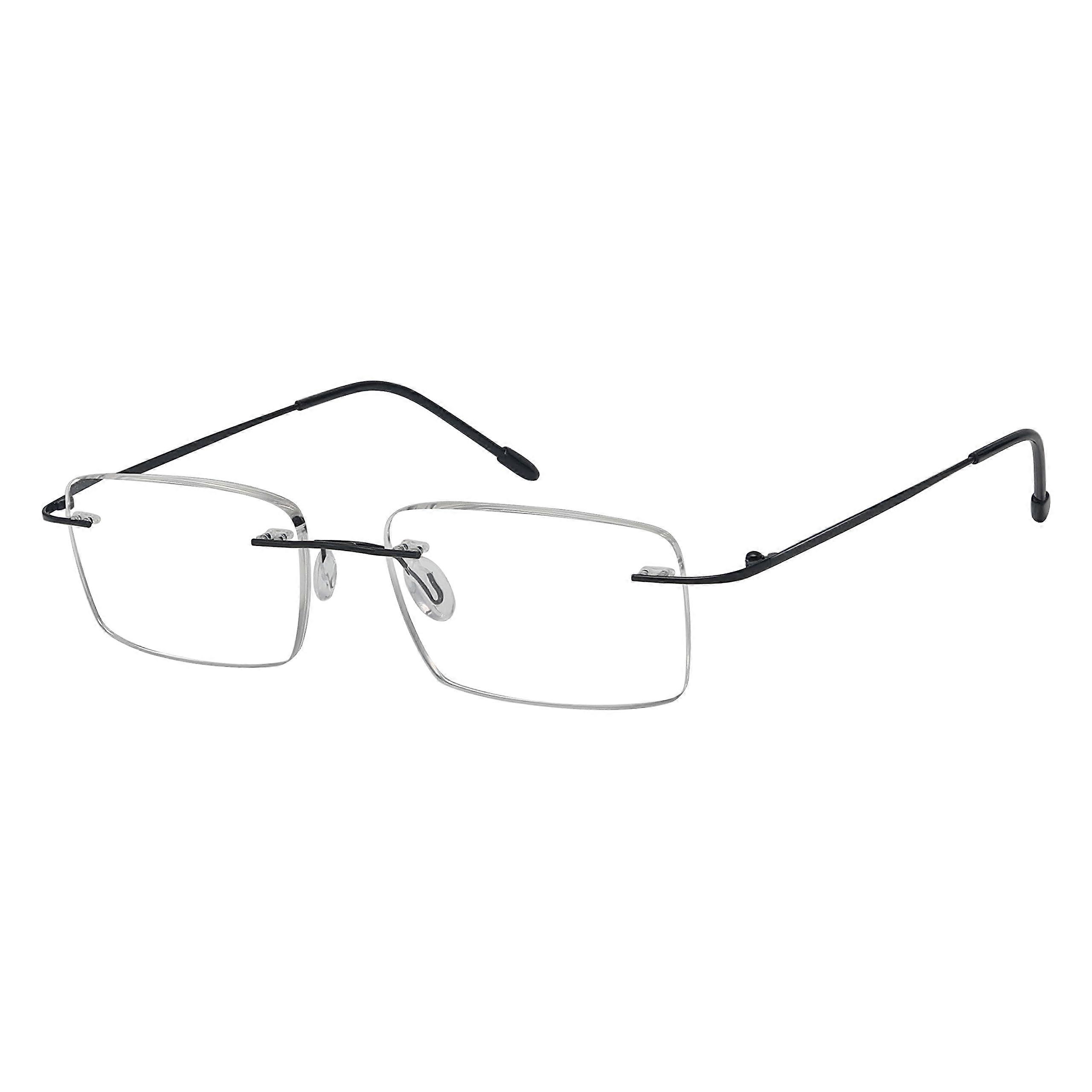 Frameless Reading Glasses for Men Reading Rectangle Rimless Reader Eyeglasses Black 1.00