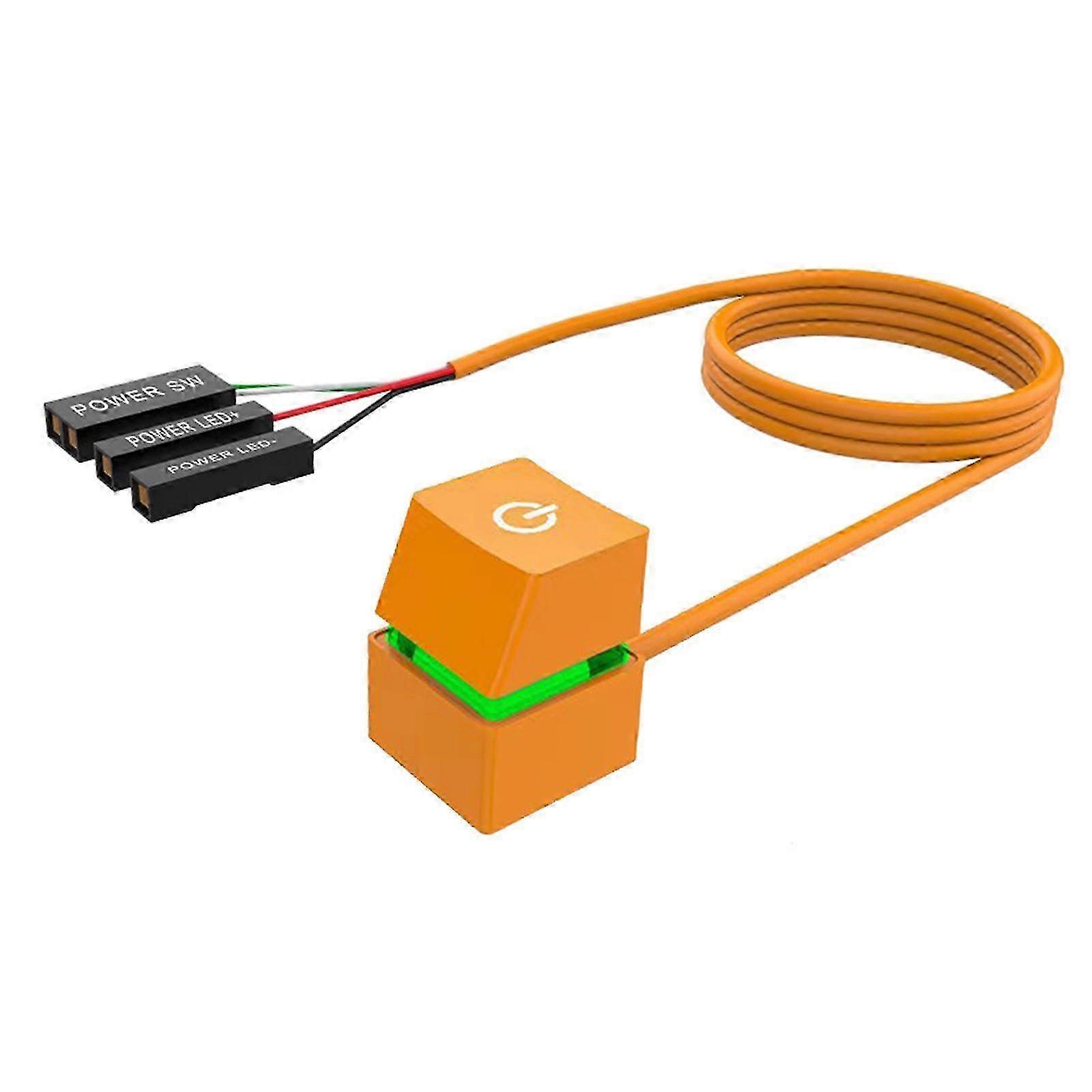 Desktop Computer Power Switch Colorful Light Effect External Start Power on/Off Button-color: Green Light 4M