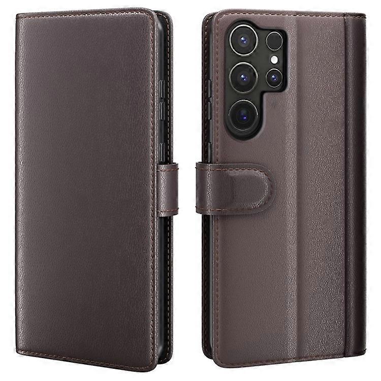 Samsung Galaxy S25 Ultraケース対応、純正スプリットレザー電話カバーウォレットカードスロット