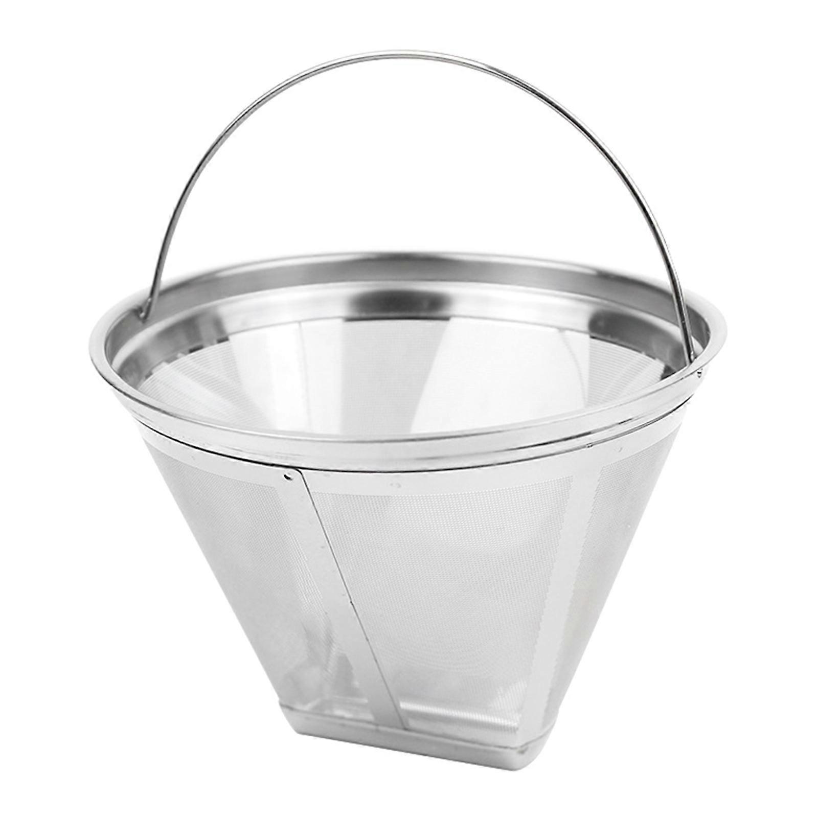 Reusable Basket Style Permanent Metal Coffee Maker Filter Cone Shape Stainless Steel Funnel Dripper Non-slip Strainer