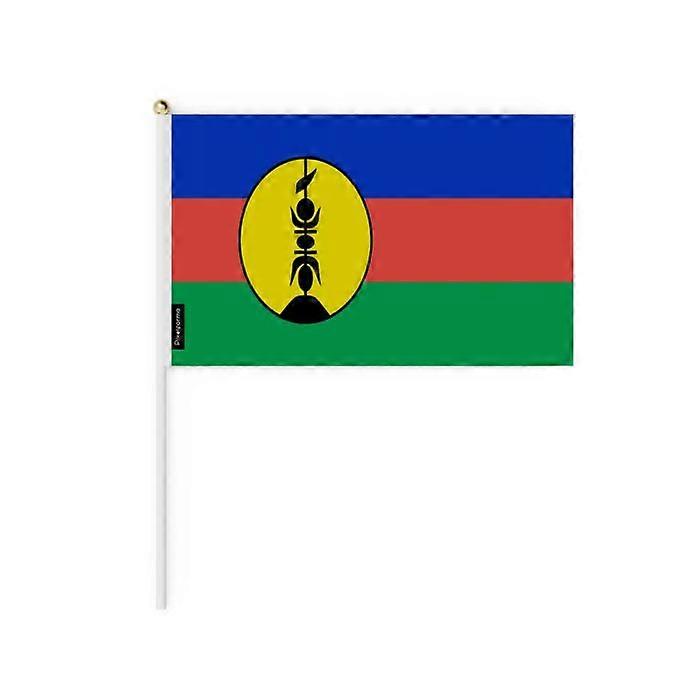 Set of Mini Flags – New Caledonia – 14 x 21 cm – Handheld – Polyester - 50 pieces