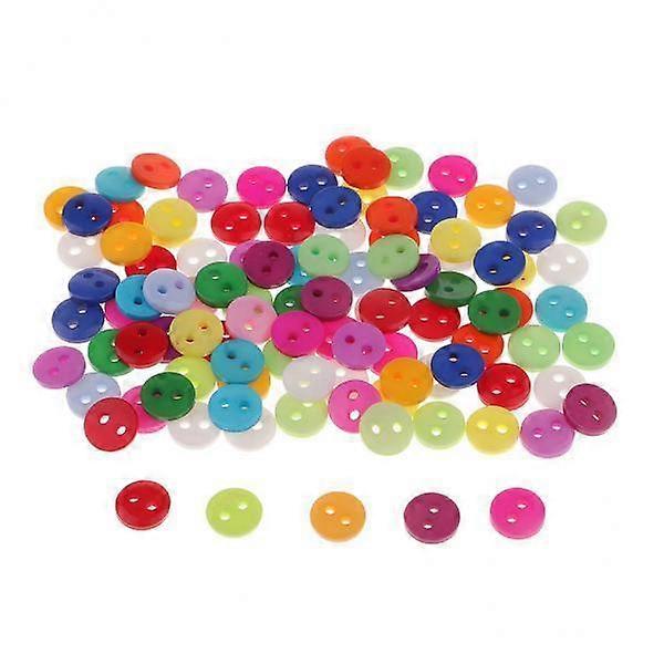 2x100Pcs Candy Color 2-Holes Round Resin Button For Sewing Craft Scrapbook 9mm