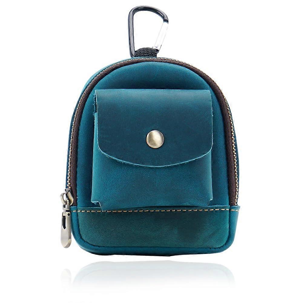 Leather Mini Backpack Keychain Medieval Pouch Keychain, Coin Organizer, Change Holder, Leather Zipper Pouch 1Pcs for Men Women (blue)