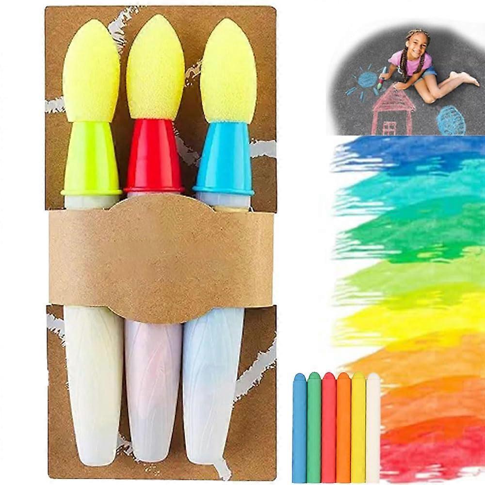 Sidewalk Chalk Paint Brush with Liquid, DIY Washable Paintbrush Bulk (3Pcs)