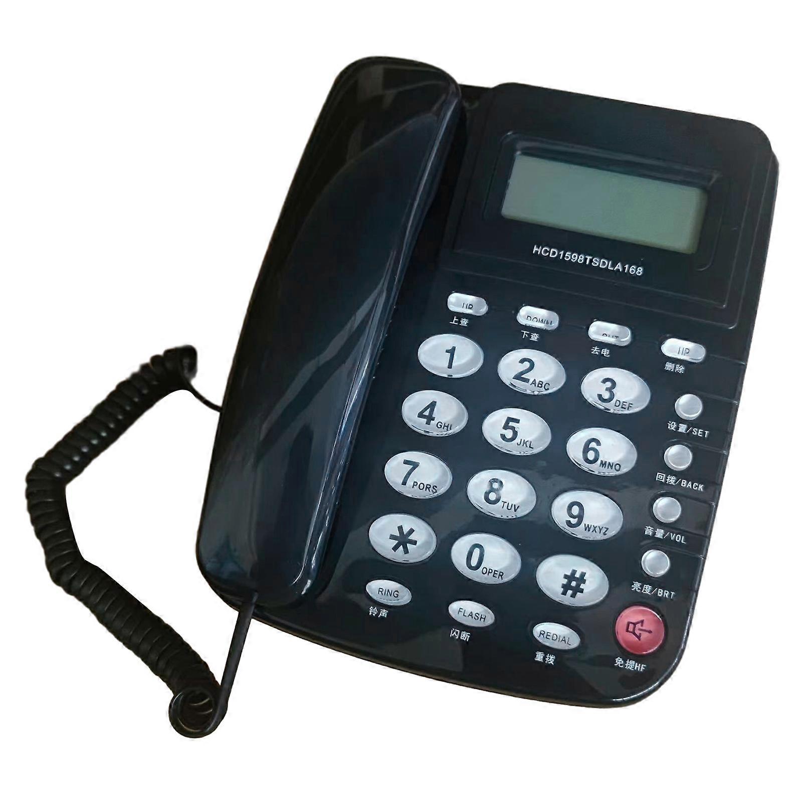 English Telephone Fixed Landline Phone Caller Display Last Number Redial for Home Office No Need Battery Telephones Black