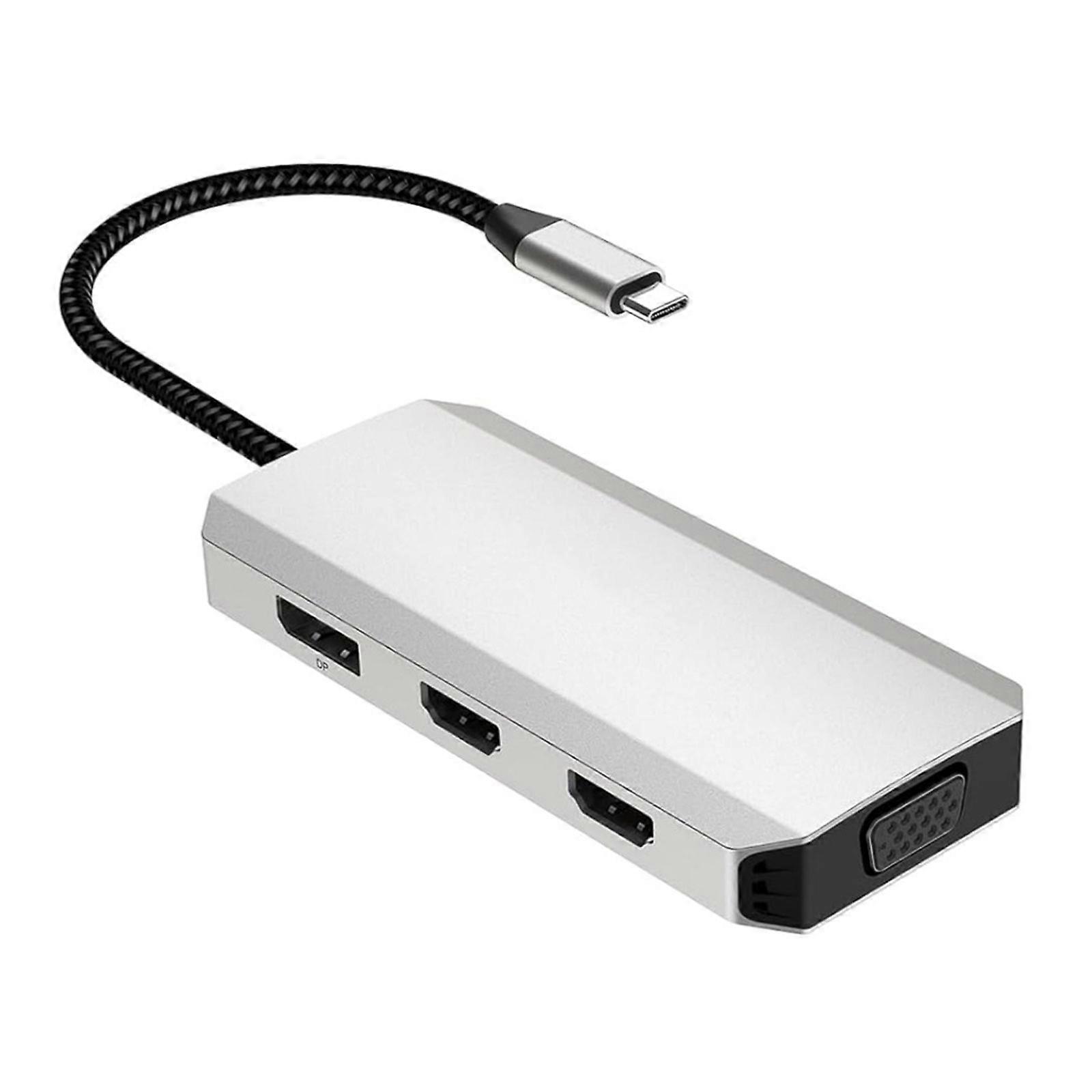 USB C Hub with USB2.0 USB C to 4K Monitors Expander USB C to Double 4K Display Converters for Expanded View for Laptops