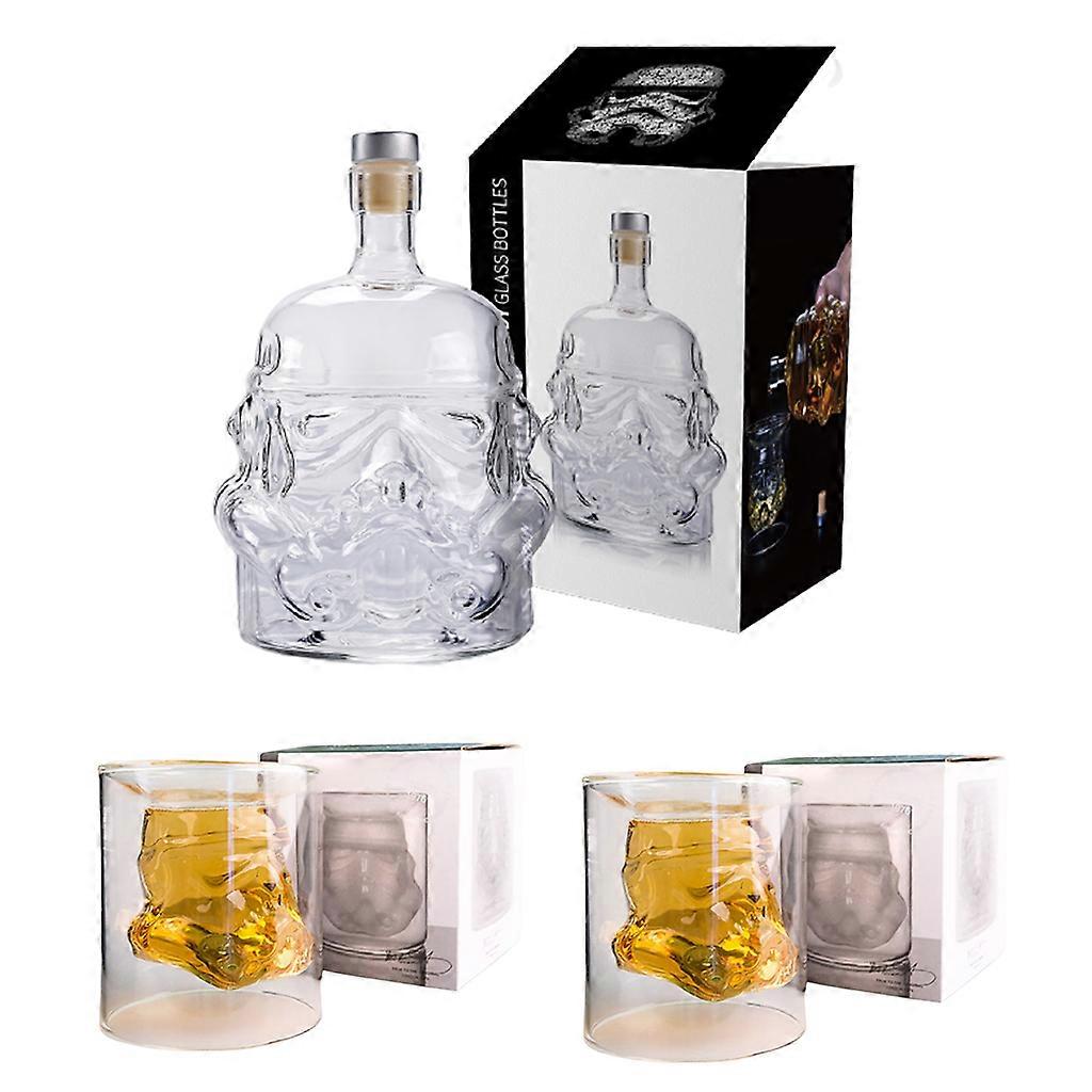 Delicate for Storm Trooper Decanter Double-layered Whiskey Glass Cup 750ml Container for Wine Brandy Bourbon Multicolor