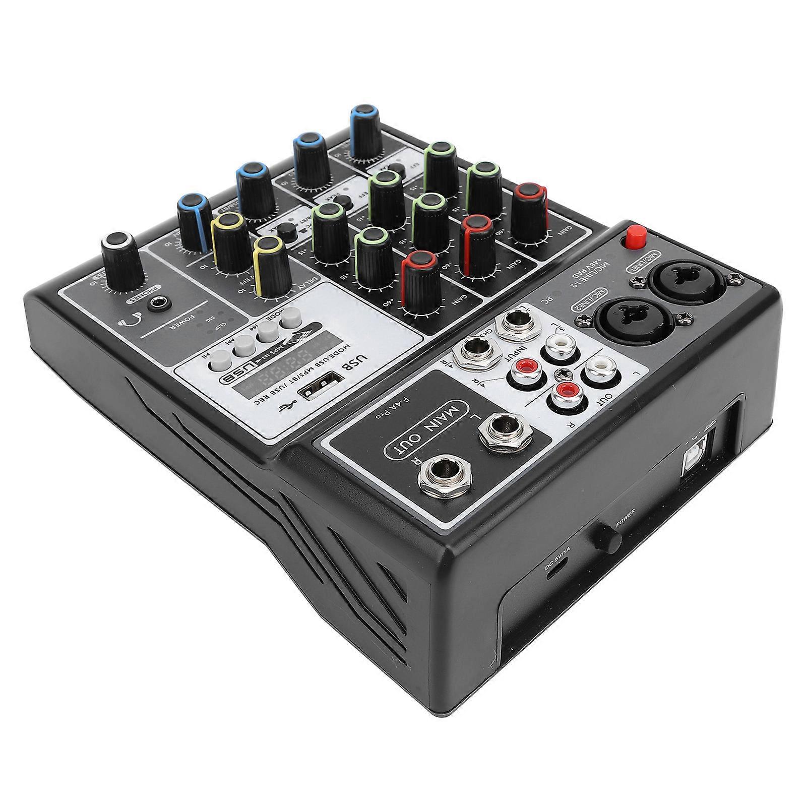 4-Channel Digital Sound Mixer Mini Console 100-240V EU Plug