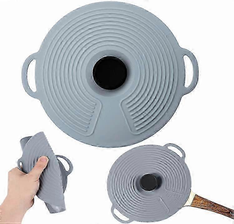 Reusable Silicone Lid for 24cm Pans, Grey Splash Guard for Boil Over Protection, Ideal for Various Cookware