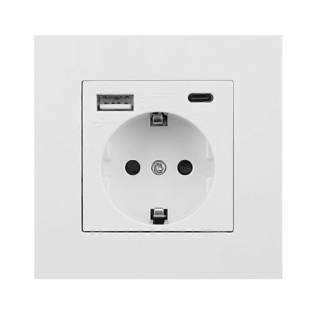 Electrical Wall Charger Adapter Germany Plug Socket Power Outlets EU Standard 16A With Usb Type-C Charging Port PC Panel