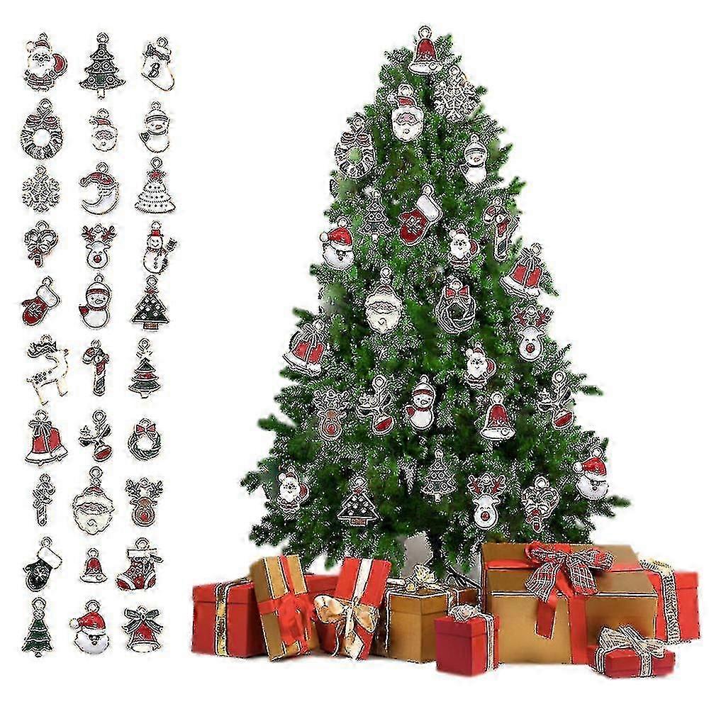 30pcsミニクリスマスオーナメント、サンタクロース雪だるま樹脂デコレーションツリー用