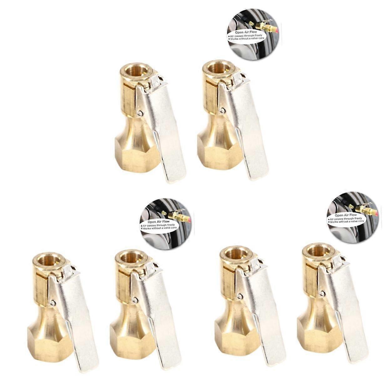 6 Pieces Tire Air Chuck Set for Rims, Inflatable Tire Inflator, Heavy-Duty Brass and Rubber Compatibility
