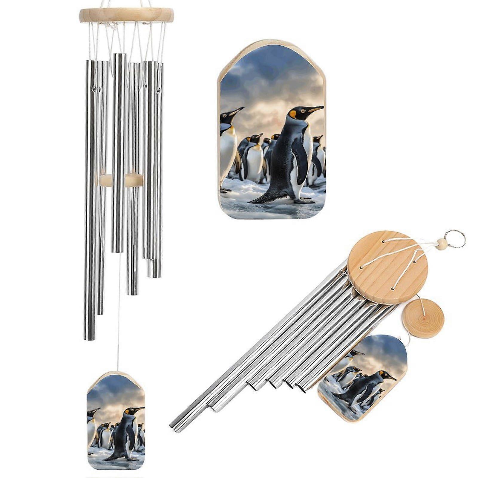 Wind Spinner Outdoor With Sea Penguin Motif, Curtain-Style Simple Wind Spinner, Home Decor