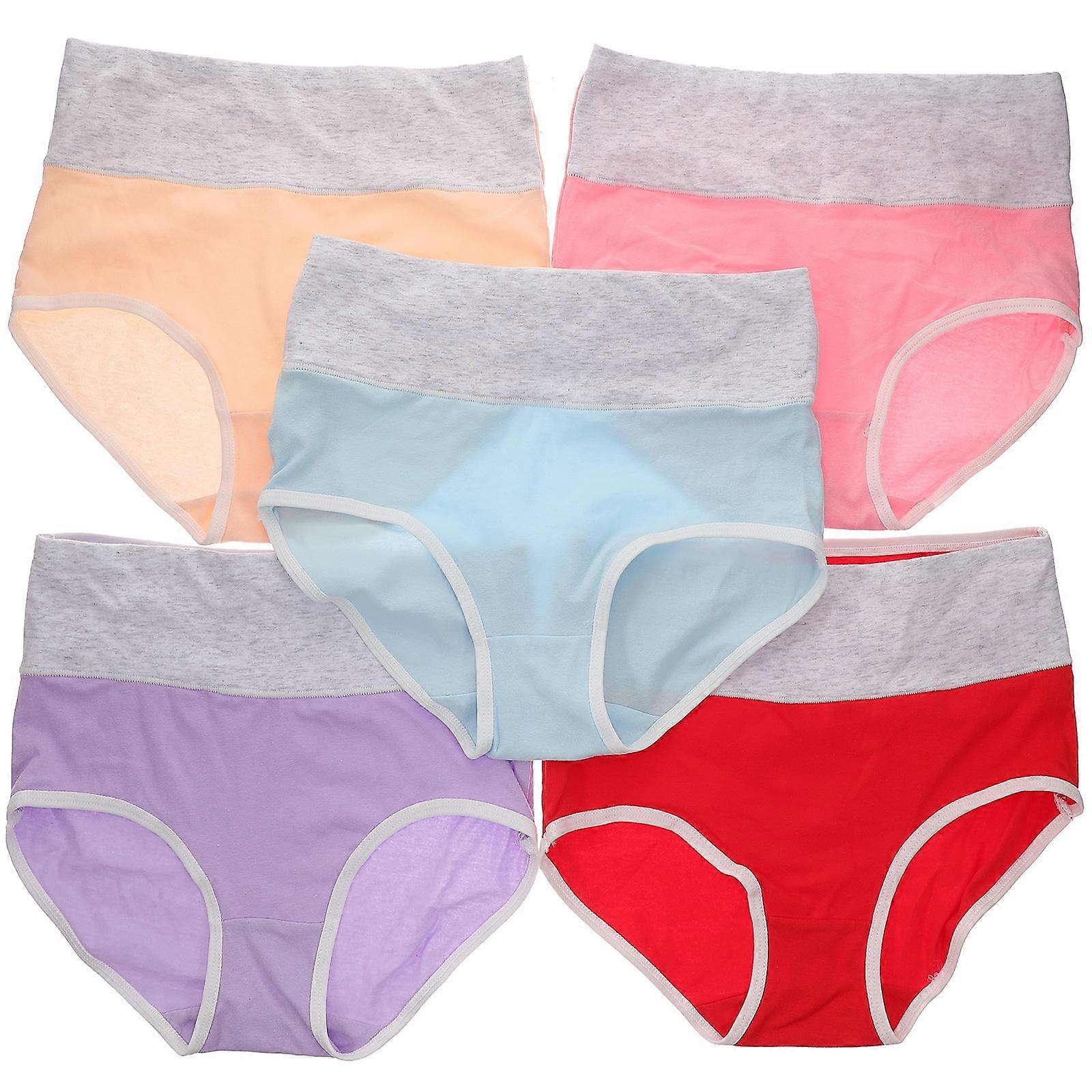 Cotton High Waist Briefs For Women Casual Full Coverage Underwear XL 5Pack