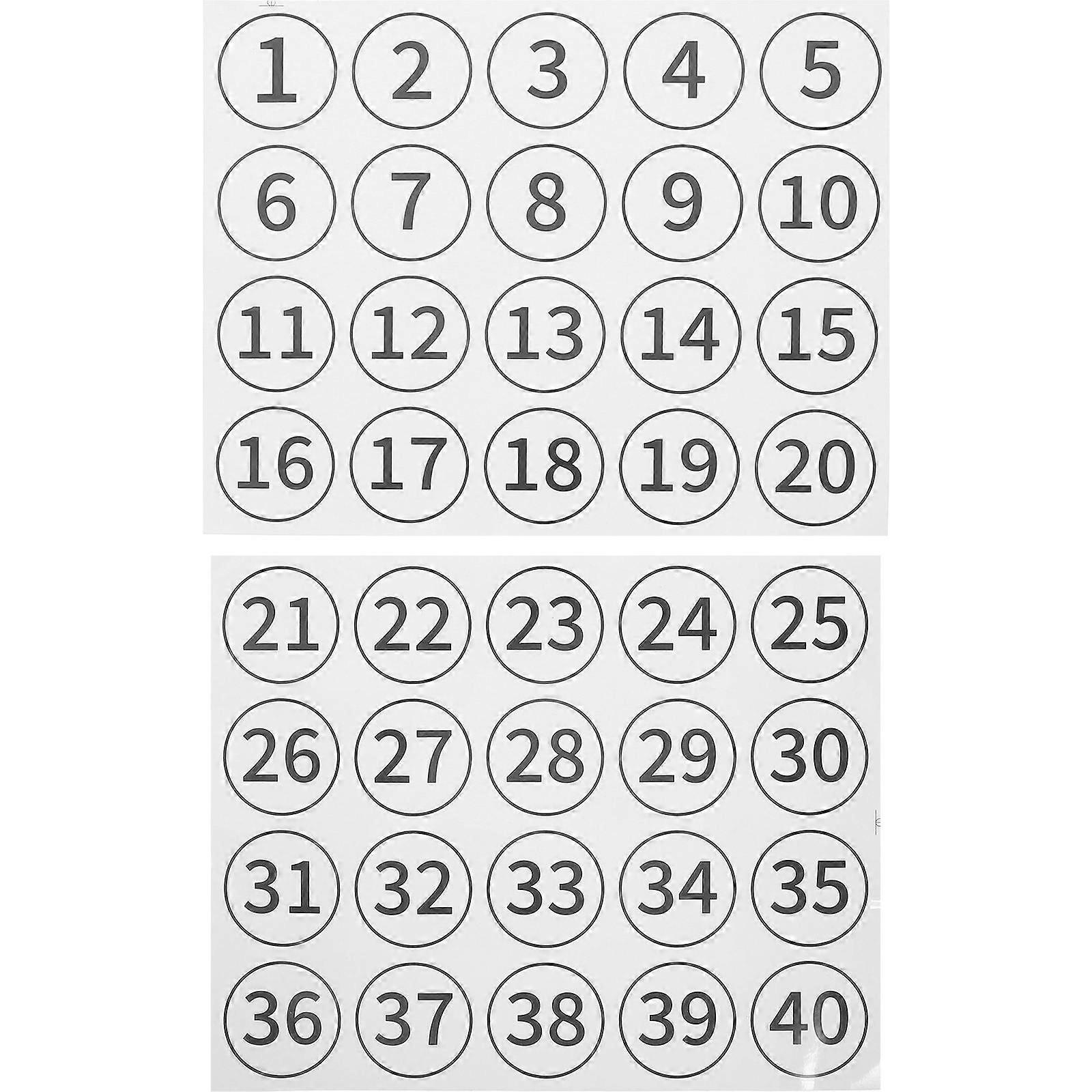 40PCS Self Adhesive Number Stickers for Organizing PVC Labels, Visibility, Unique Design, for Classroom, Office, and Storage