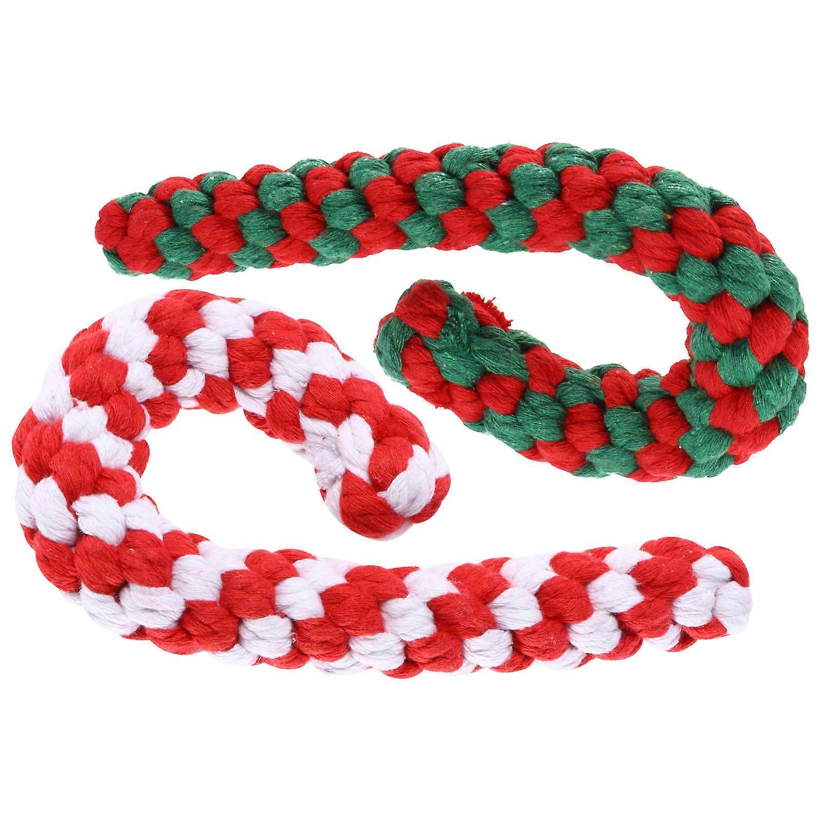 Dog Tug Toy Molar Chewing Toys Picnic Cane Shape Red Green 19X8.5X2.5CM 2Pcs