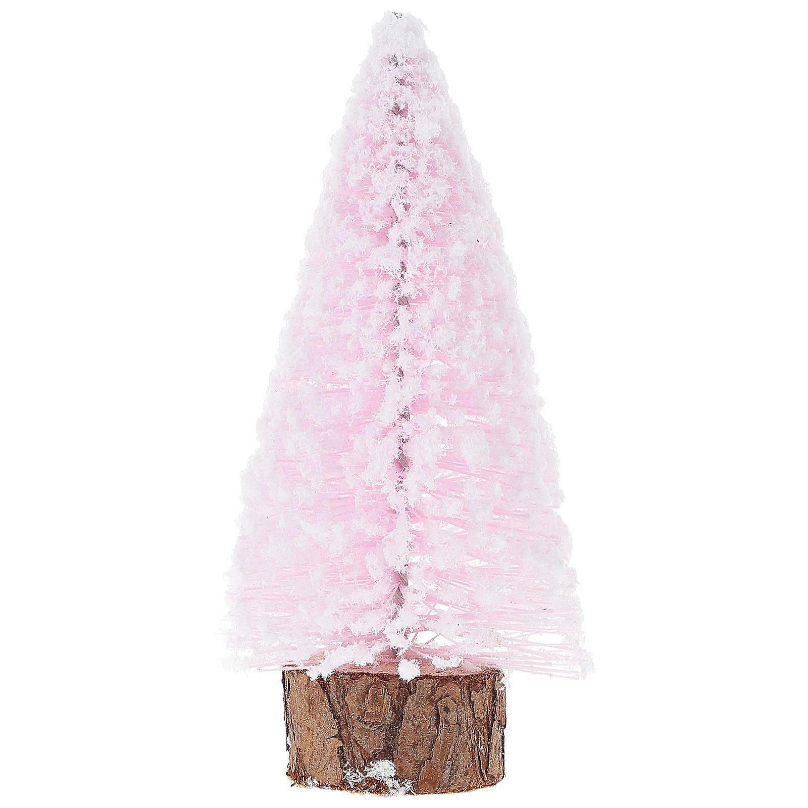 Mini Snow Flocked Artificial Christmas Tree with Pine Needle Design and Wood Base for Tabletop Winter Holiday Decor