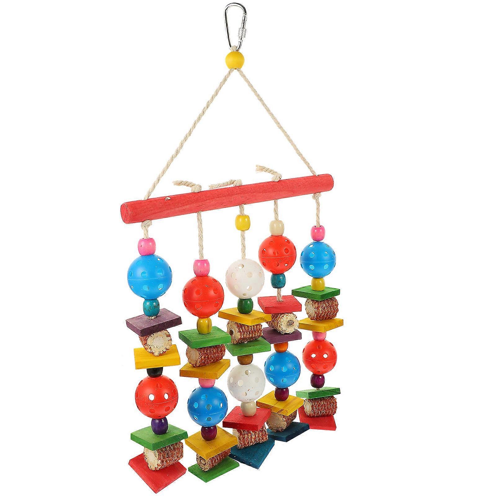 Parrot Chew Toy Birds Biting Toy Cage Play Pet Bird Toys Multi-Colored 25X4X42CM Molar Toy 1Pcs