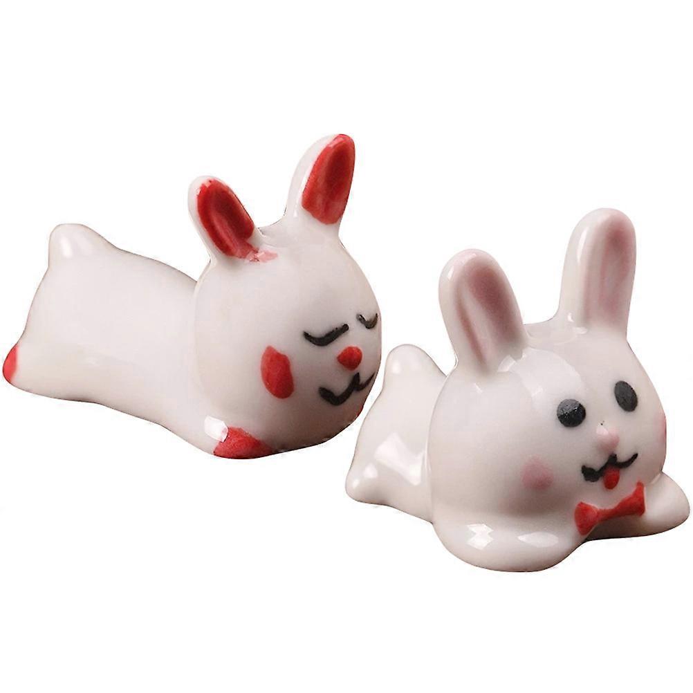 Chopstick Rests Rack Ceramic Rabbit Shape Celebration Parties Tableware Holder 2Pcs