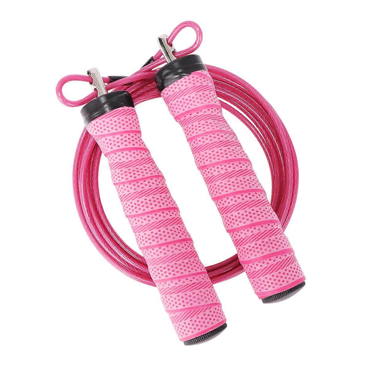 Fitness Exercise Jump Rope With Steel Wire For Travel Pink 300cm Foldable Design For Adults 1Set