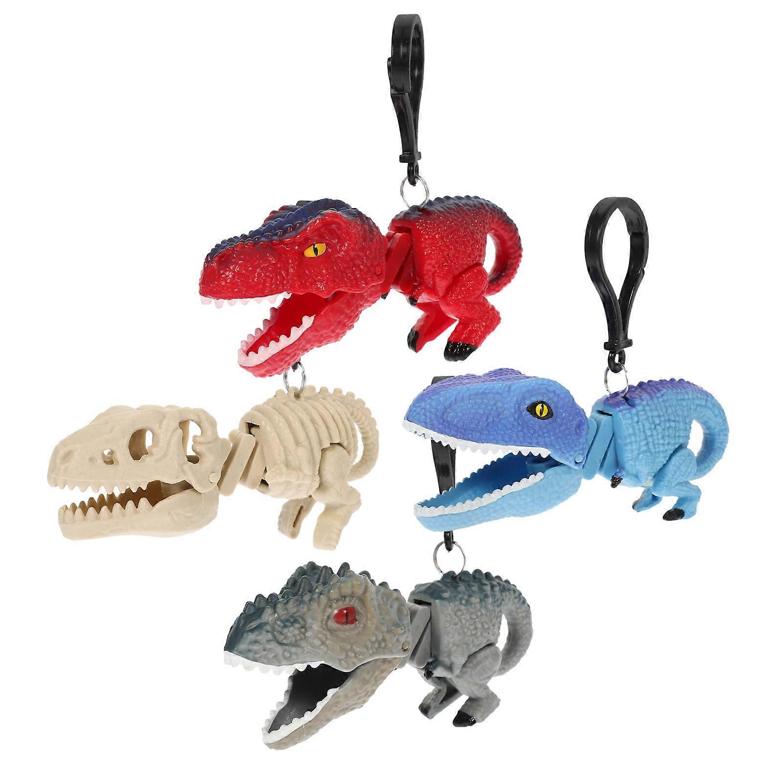 4pcs Retractable Dinosaur Tricky Interactive Tabletop Fun Spring Loaded Design Parent Bonding Lightweight Hanging Pendant