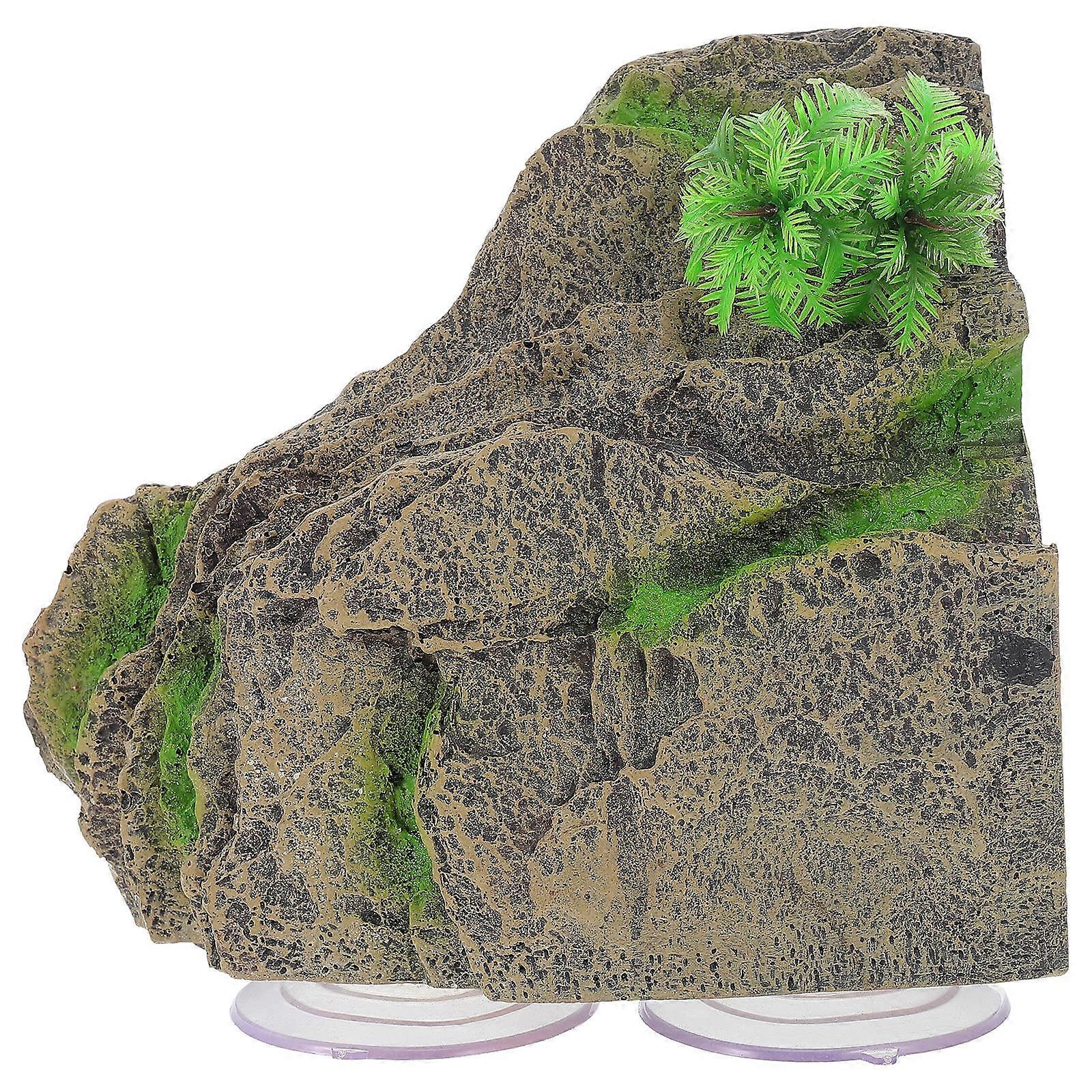 Turtle Basking Platform with Suction Cups – Multi Functional Reptile Terrace & Cave for Tortoises, Frogs & Lizards in Aquariums & Terrariums